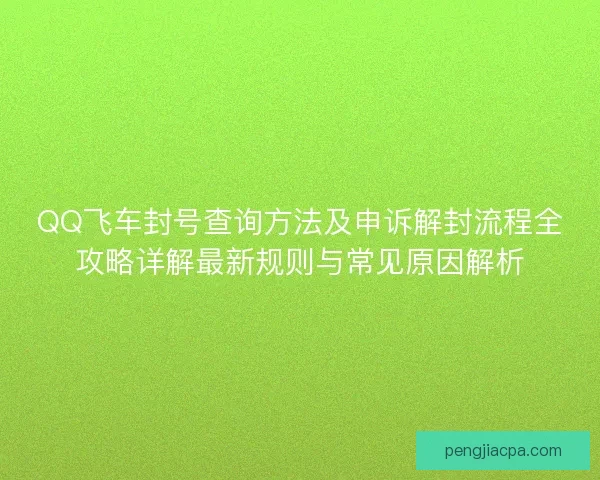 QQ飞车封号查询方法及申诉解封流程全攻略详解最新规则与常见原因解析
