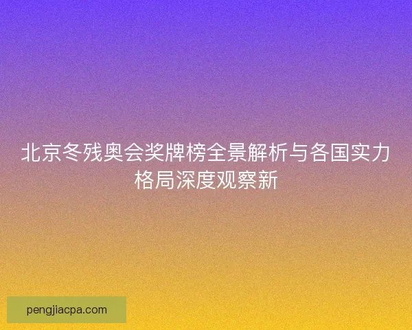北京冬残奥会奖牌榜全景解析与各国实力格局深度观察新